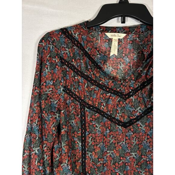 MATILDA JANE Women’s Small Floral Babydoll Boho Multi Color Sheer Shirt - Picture 2 of 9